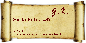 Genda Krisztofer névjegykártya